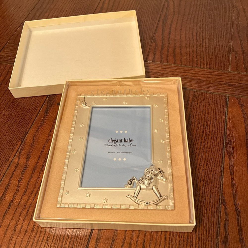 Elegant Baby Silver Plated Photo Frame Teddy Bear 5 X 7 Baby Child Vintage Cast